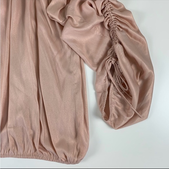 LOFT Cinched Long Sleeve Pink Shimmer Top Size M - Picture 3 of 8